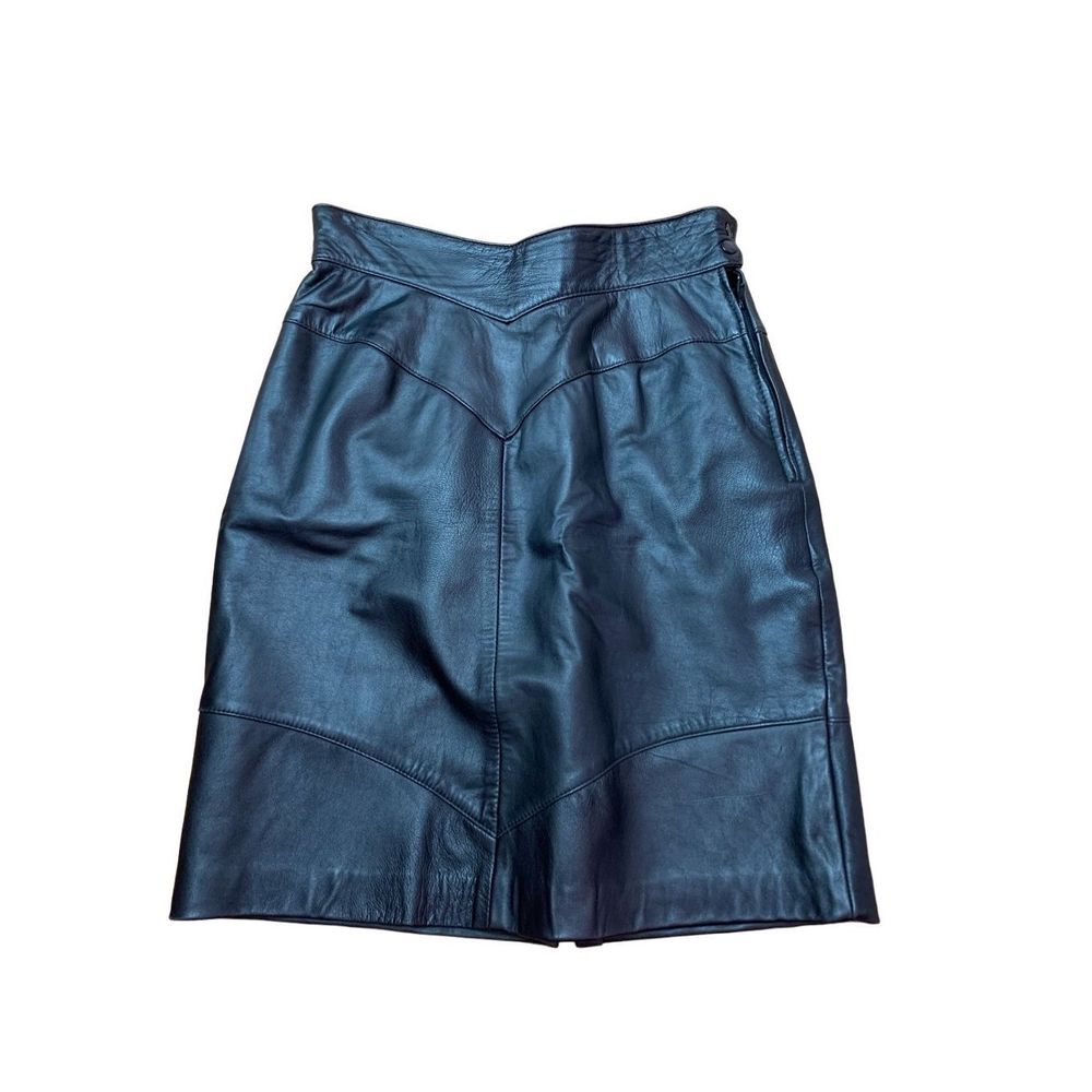 West Bay Saks Fifth Avenue Women's Black Leather Mini Skirt Size 8